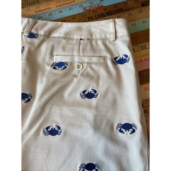 Lilly Pulitzer 12 Embroidered Crab Khaki Chino Pants Preppy Coastal Classic Crop - Picture 15 of 15